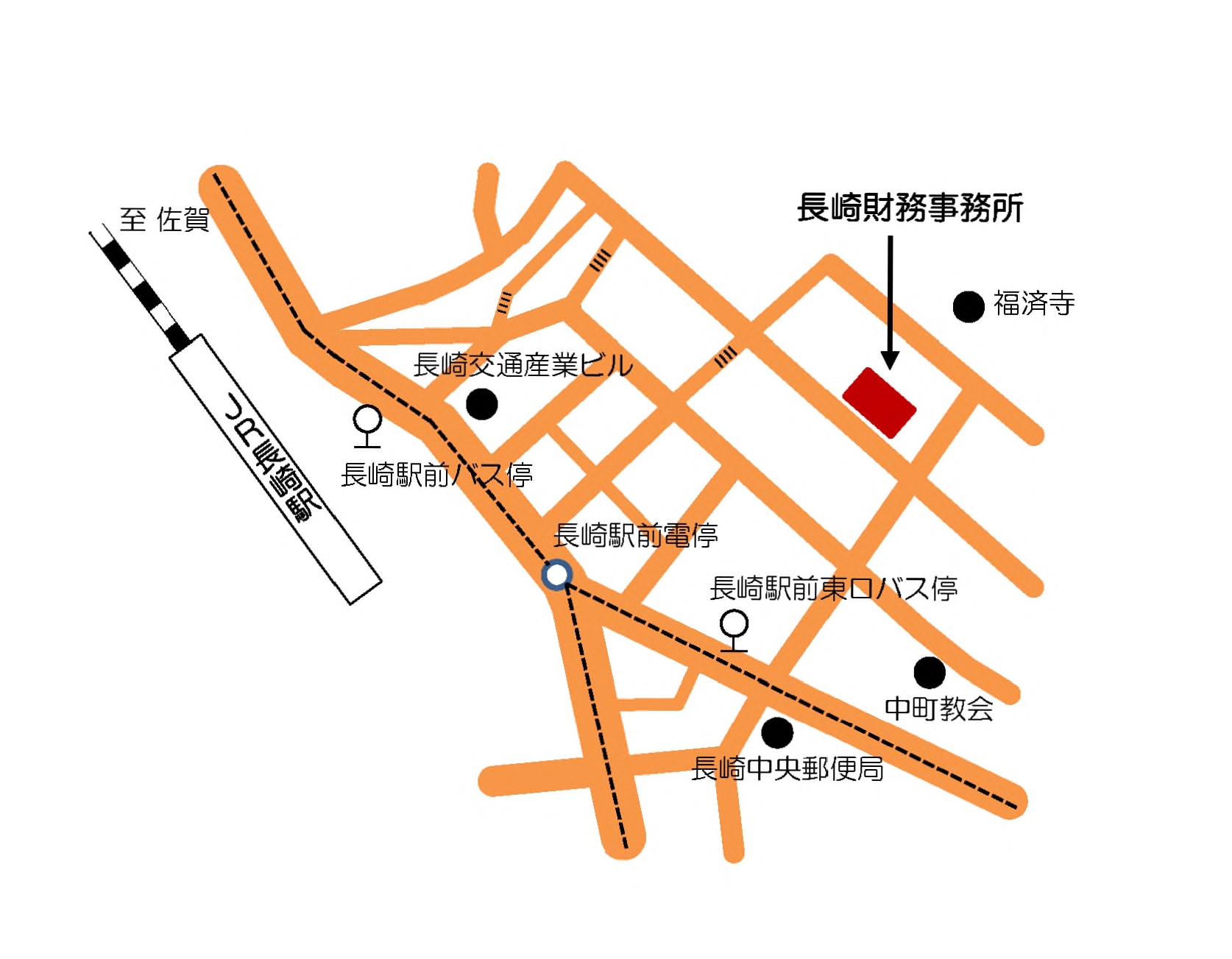 長崎財務事務所の地図　長崎市筑後町3番24号