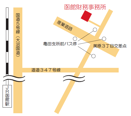 函館財務事務所所在地図
