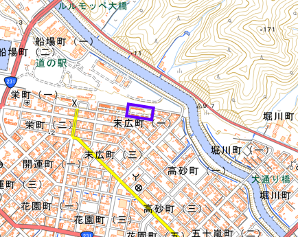 留萌市末広町住宅501棟、502棟、503棟の位置図