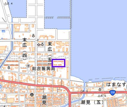 稚内市末広住宅501棟、502棟、503棟、504棟の位置図