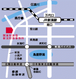 JR新潟駅を含む案内図