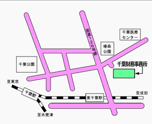 千葉駅、東千葉駅を含む案内図
