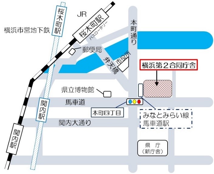 横浜財務事務所の周辺駅からの地図