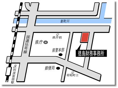 徳島財務事務所の案内図